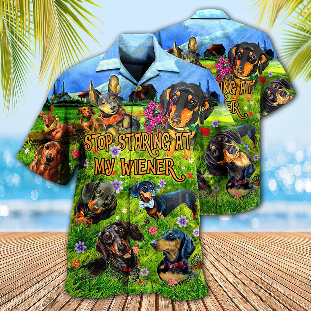 Dachshund Dog Stop Staring At My Wiener - Hawaiian Shirt