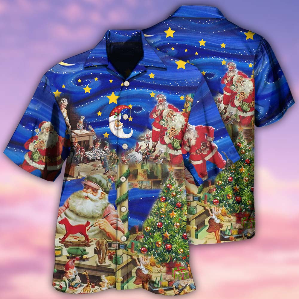 Christmas Night Santa's Toy Workshop - Hawaiian Shirt