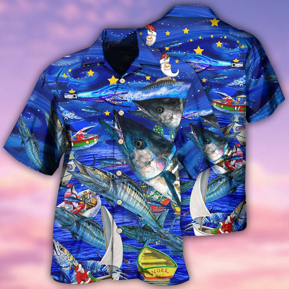 Fishing Love Ocean Blue Merry Christmas - Hawaiian Shirt